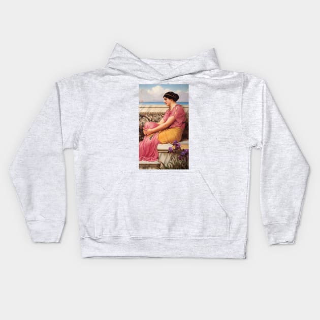 Absence Makes the Heart Grow Fonder by John William Godward Kids Hoodie by Classic Art Stall